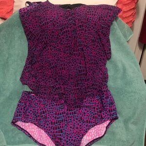 Purple/Blue/Black Tankini Swimsuit
